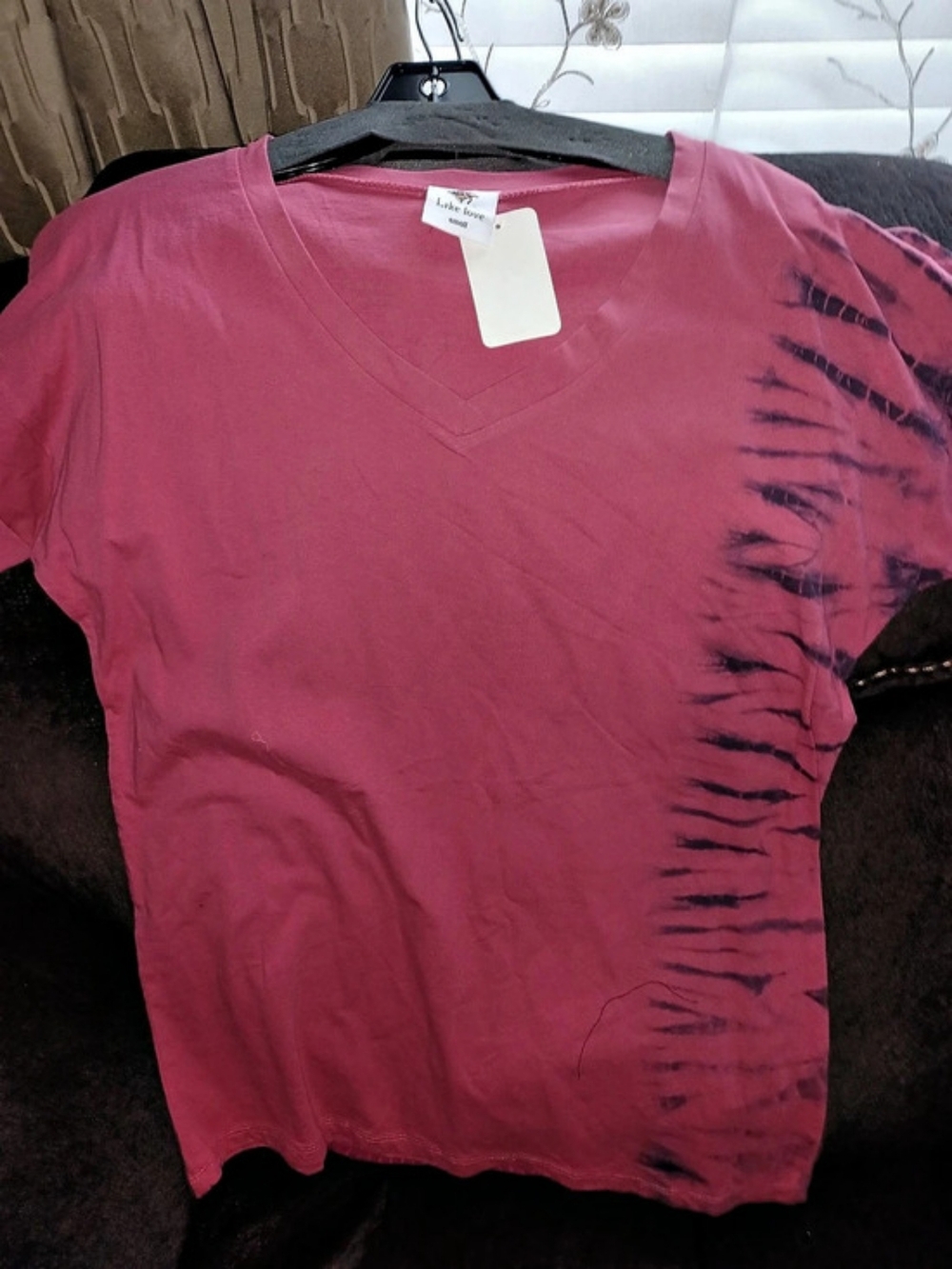 Sew In Love Tie-Dye Short Sleeve Tee in Pink & Black